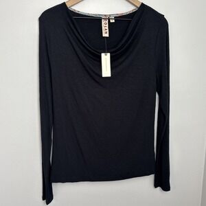 NEW Anthropologie Dolan Left Coast Long Sleeve Kirby Cowl Neck Top‎ Black Sz XS